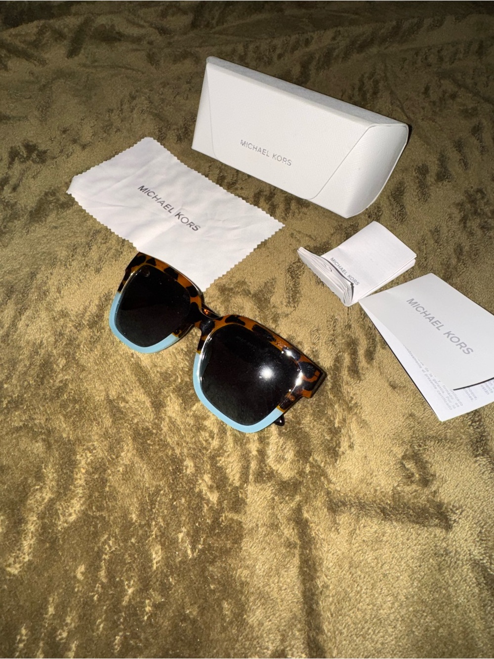 Michael Kors Tortoiseshell Sunglasses with Light Blue Trim